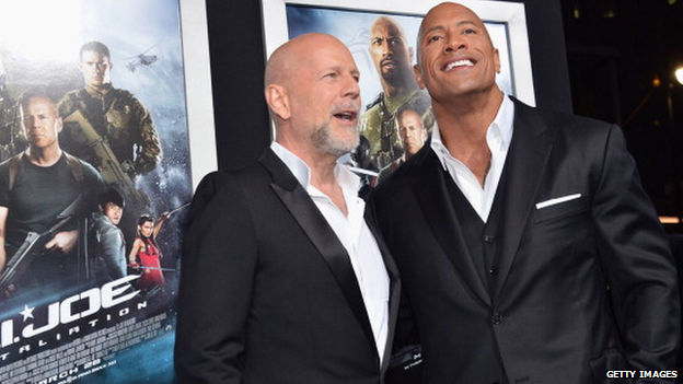 Bruce Willis and The Rock, who starred in GI Joe: Retaliation