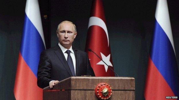 President Vladimir Putin during a news conference in Ankara