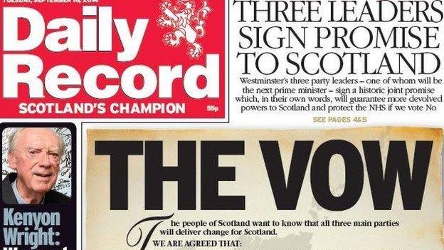 The vow, Record front page