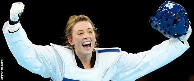 Jade Jones celebrates winning 2012 Olympic gold