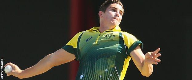 Bowler Sean Abbott in action for Australia A in July 2014