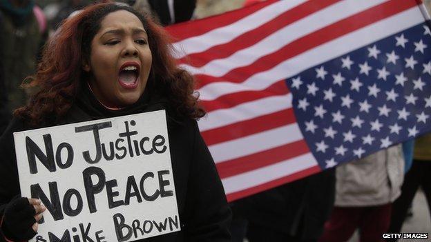 Protester in Ferguson Missori