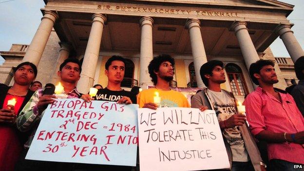 Candle-lit vigil in Bangalore on 2 December marking the 30th anniversary of the Bhopal disaster