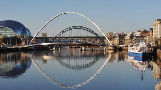 Bridges spanning the River Tyne between Gateshead and Newcastle