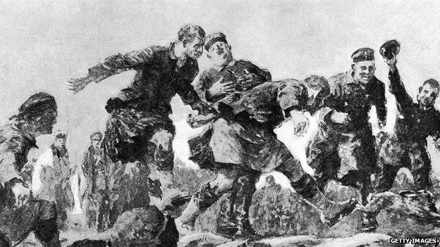 A painting of the Christmas truce