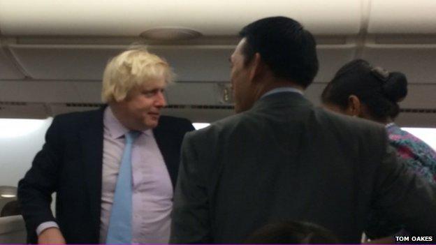 Boris Johnson on a plane