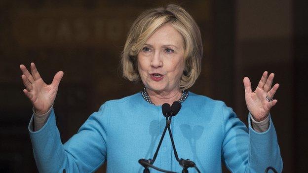 Hillary Clinton speaks at Georgetown University.