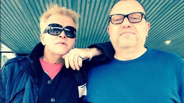 Steve Strange (left) with BBC Radio Wales presenter Alan Thompson