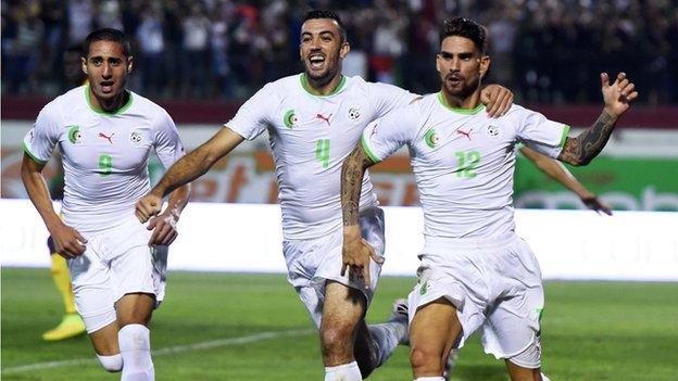 Algerian players celebrating