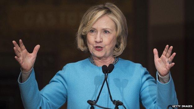 Hillary Clinton speaks at Georgetown University.