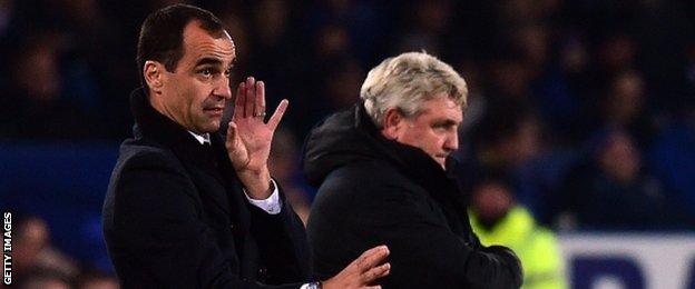 Everton manager Roberto Martinez and Hull manager Steve Bruce