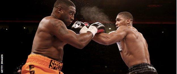 Anthony Joshua (right) and Michael Sprott