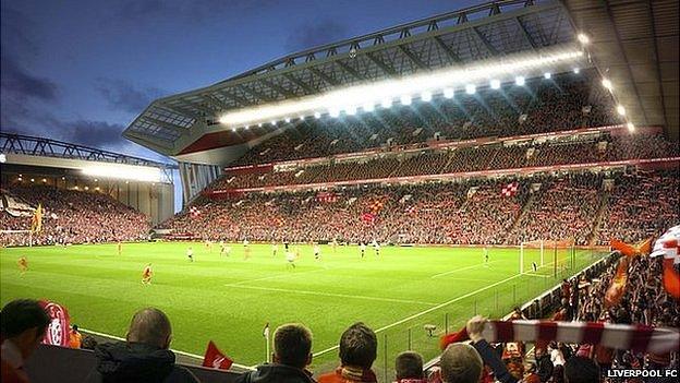 Artist's impression of the new Anfield stadium