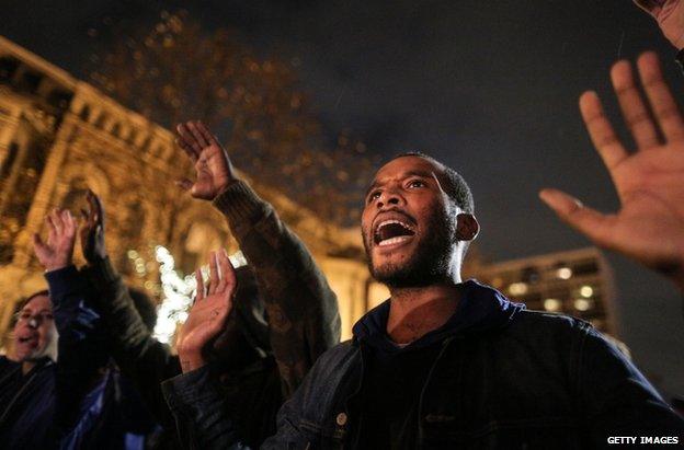 Protesters in Oakland, California, 3 December