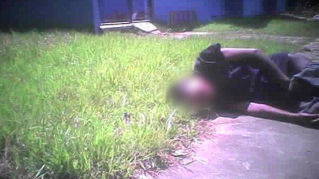 Hospital patient on ground