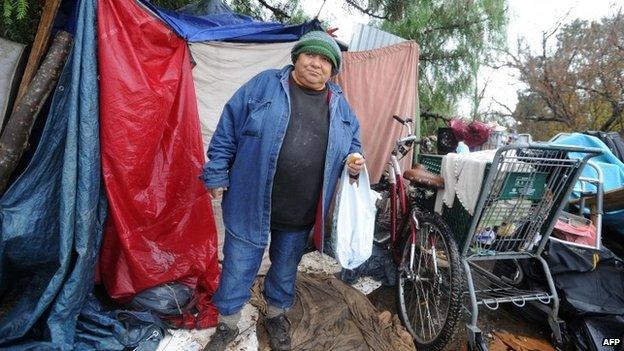 A resident at "the Jungle" homeless encampment