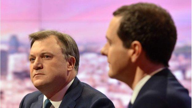 Ed Balls, MP, Shadow Chancellor (L) and George Osborne, MP, Chancellor of the Exchequer (R)