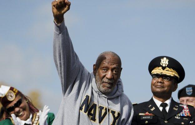 Bill Cosby (centre) appeared in Philadelphia, Pennsylvania, on 11 November 2014