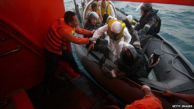 Australian navy personnel transfer Afghanistan asylum seekers to Indonesian rescue boat near West Java. 31 August 31 2012