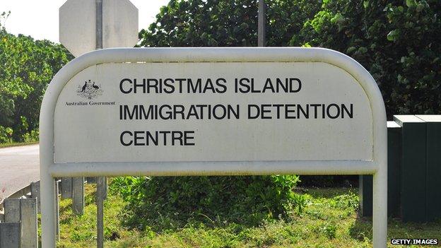 Sign for Christmas Island Immigration Detention Centre. July 2013