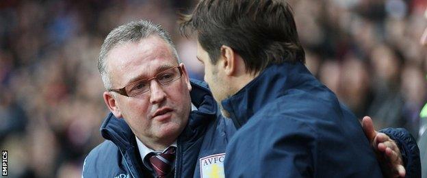 Aston Villa manager Paul Lambert and Spurs boss Mauricio Pochettino