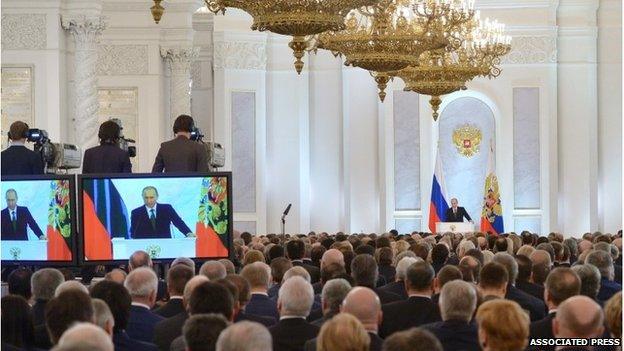 Vladimir Putin gives state of the nation address in Moscow