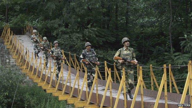 File picture of Indian troops on the disputed border with Pakistan