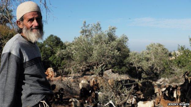 Avraham Herzlich and his goats