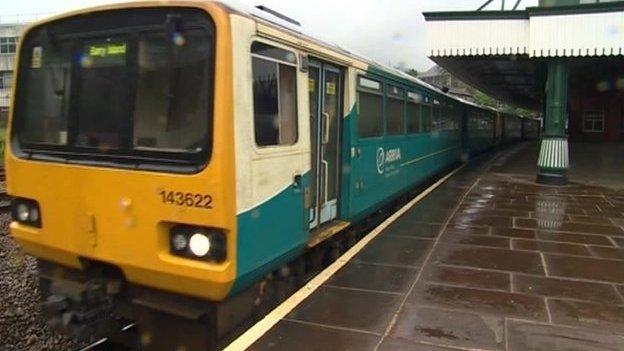 Train at Cardiff Central railway station