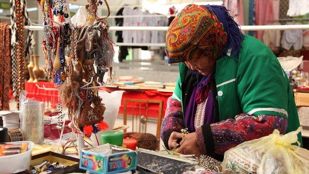 Market stallholder in Ashgabat (Nov 2014)