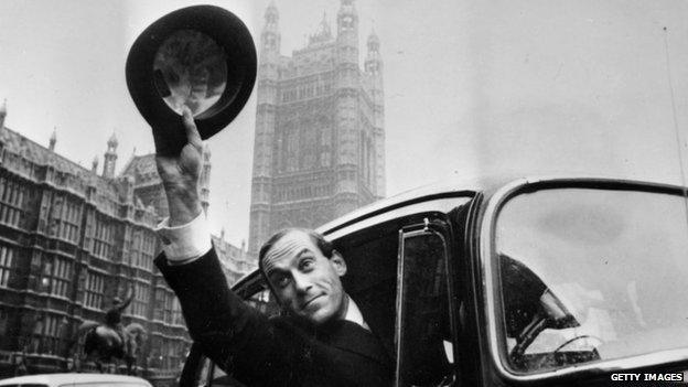 Jeremy Thorpe outside the House of Commons in 1967 after his election as Liberal leader