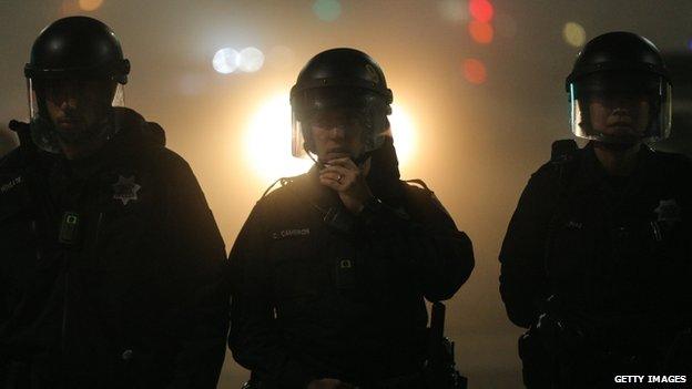 Police officers appeared in East Oakland, California, on 4 December 2014