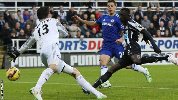 Newcastle striker Papiss Cisse puts his side in front against Chelsea