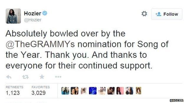 Hozier's Take Me To Church has been nominated