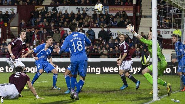 Danny Wilson scores for Hearts against Queen of the South