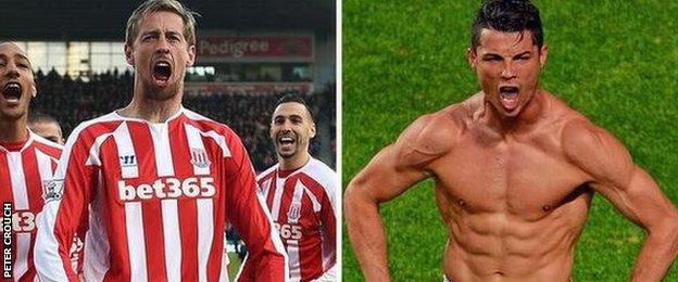 Peter Crouch and Cristiano Ronaldo