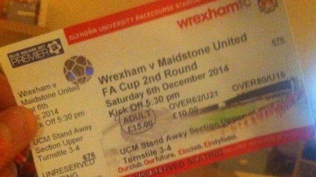 Maidstone fan Callum Glaze's match ticket