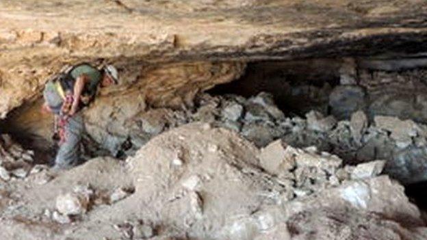 View of cave where robbers were at work