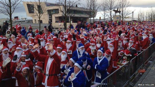 Santa Dash in Liverpool