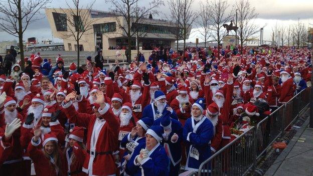 Santa Dash in Liverpool