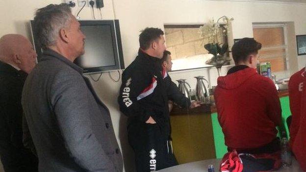 Gary Lineker listens on as Paul Buckle gives his Cheltenham team talk