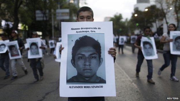 Demonstrators in Mexico City, 6 Dec 14