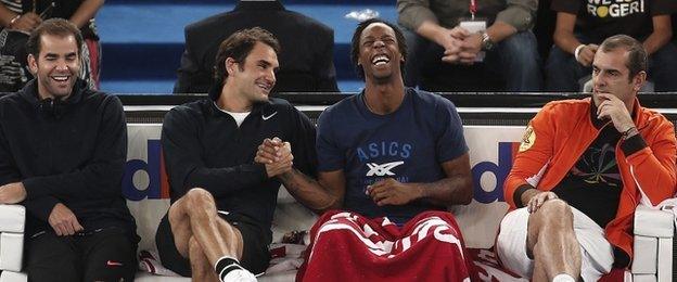 Sampras, Federer, Monfils and Pioline.