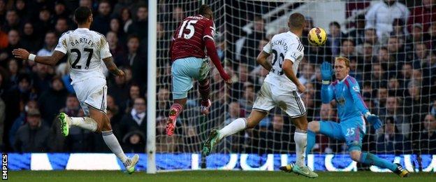 Diafra Sakho wallops home West Ham's third goal