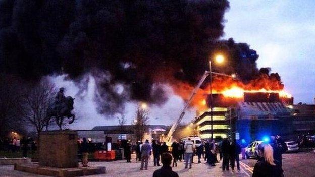 Fire at Assembly Rooms car park