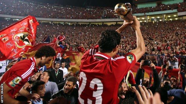 Al Ahly celebrate winning the Confederation Cup