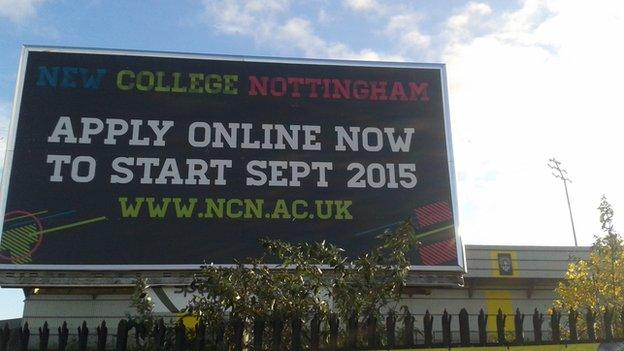 Billboard outside Notts County FC