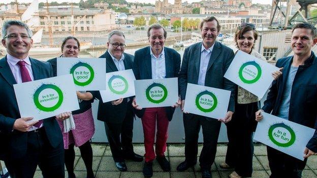 Bristol Mayor George Ferguson (4th from left) and delegates in Copenhagen