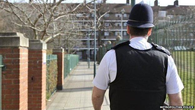 A police officer walking