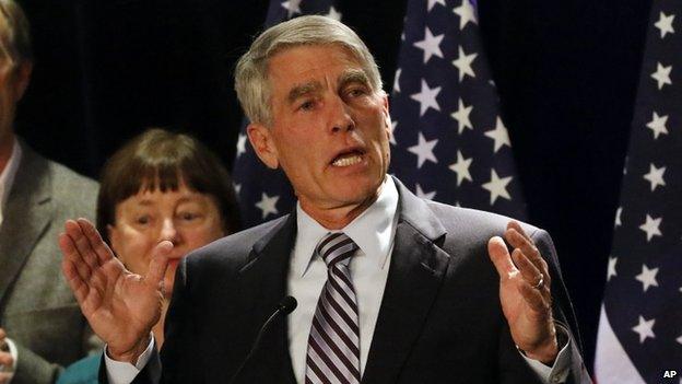 Senator Mark Udall appeared in Denver, Colorado, on 4 November 2014